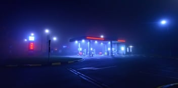 gasstation lit up in the dark
